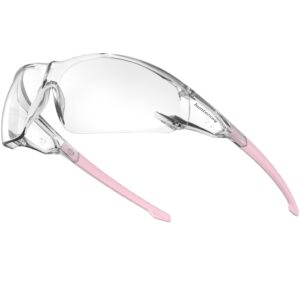 huntersky hts s239 protective clear pink small safety glasses women youth protecting eyes from wind dust proof night bike riding cycling running