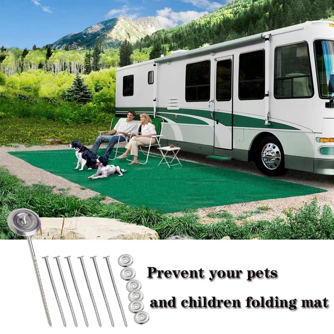 Uitose 14 Count Outdoor Rv Rug Stakes, Stainless Steel Spira Patio Mats Stakes, Used for Fixing Rugs, Tents, Tarps, and RV Mats，Rv Camping Accessories for Outside,Camper Must Haves