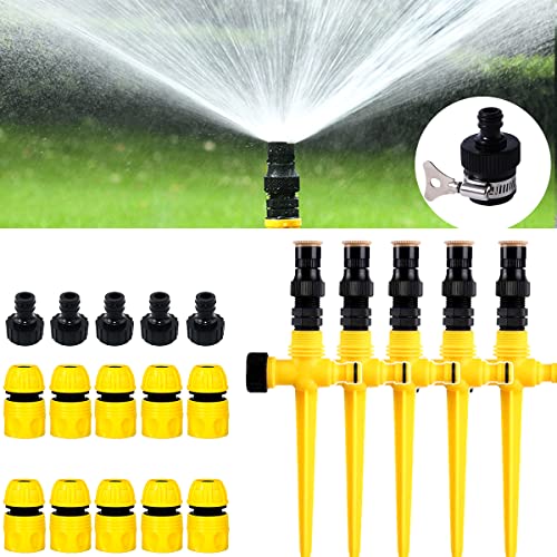 Bonseor 360° Rotation Auto Irrigation System Garden Lawn Sprinkler Patio, Garden Sprinkler Lawn Sprinkler, 90°/180°/360°, Adjustable at Will for Outdoor Grass Garden Yard Lawns (5 PCS)