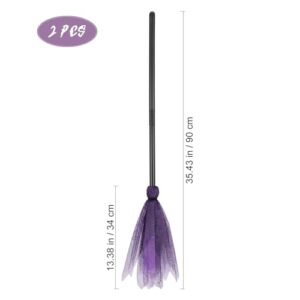 Veemoon Halloween Witch Flying Broom Mesh Tulle Removable Handle Witch Broom Masquerade Show Dress Up Wonder Broom Witch Broom for Halloween Cosplay Party (Random Colour)