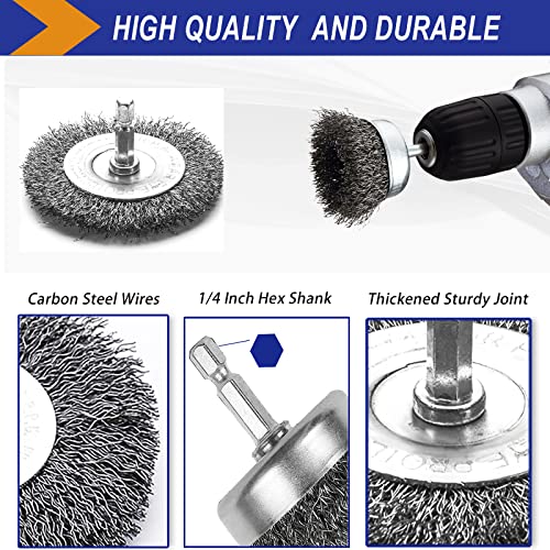 8 Pack Wire Brush for Drill, DaduoRi 3-4 Inches Wire Wheel Cup Brush Set, Drill Wire Brushes for Fast Cleaning Rust or Multipurpose Grinding (1/4" Hex Shank)