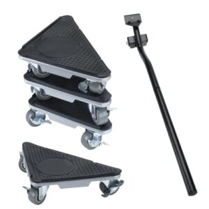 wepump furniture moving dolly 3 wheels heavy duty wheel movers lockable lifter mover tool set 4 pack for object, 1200 lbs load capacity
