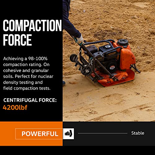 SuperHandy Plate Compactor Heavy Duty 7HP 4200lbs Impact Force - w/Water Tank for Concrete and Dirt