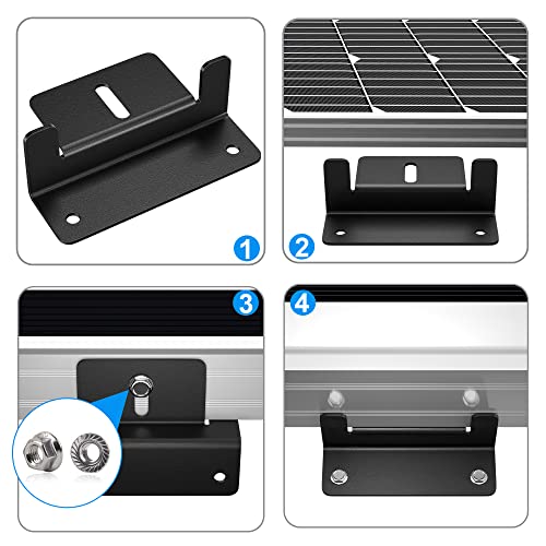 Solar Panel Mounting Bracket Aluminum Solar Panel Z Brackets Roof Solar Panel Bracket for RV, Boat, Wall, Caravans, Yacht and Other Off Gird Installation, Set of 16 Units, Black