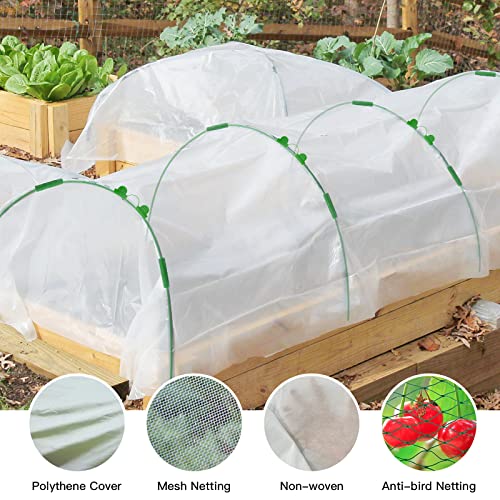 60Pcs Greenhouse Hoops for Raised Garden Beds 4ft Wide Grow Tunnel Up to 12 Sets for Row Cover DIY Garden Hoop Plant Support Garden Stakes for Plants Fruits Vegetables