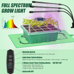 YLYYCC Seed Starter Kit with Grow Light,72 Cells Seed Starter Tray with Humidity Dome and Seedling Heat Mat Seedling Starter Trays for Seed Starter,Seed Growing Germination Kit,Plant Propagation kit