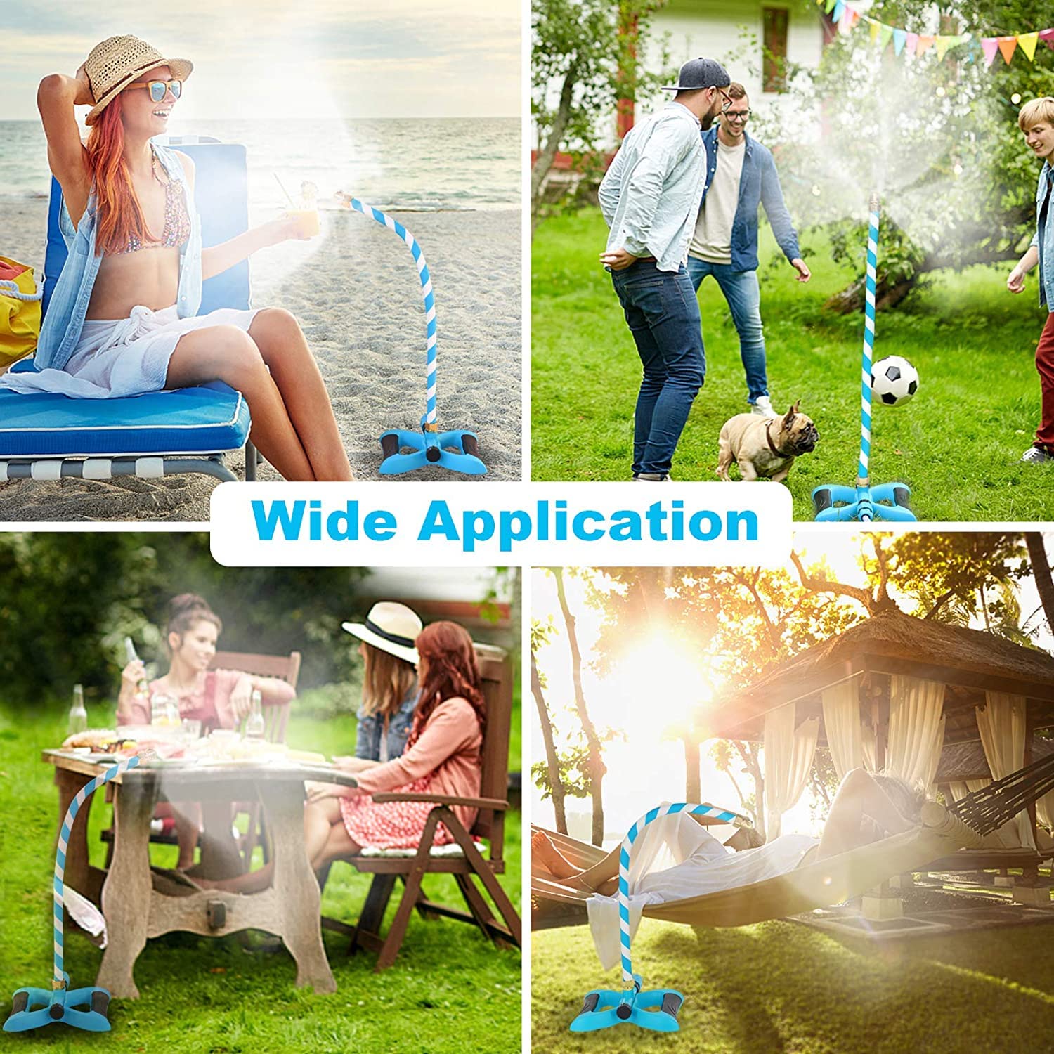 YuYo Misters for Outside Patio, Portable Mist Stand, Flexible Outdoor Misters, Patio Mister for Backyard Pool BBQ Cooling Kids Water Playing, 1.27FT Adjustable Mist Tube + 3 Brass Mist Nozzles