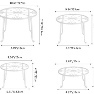 Brightdeco 4 Pack Metal Plant Stands Outdoor Indoor for Patio Round Potted Holder for Large Plants Multiple Flower Planter, White