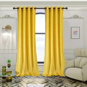 Tony's collection Christmas Yellow Velvet Curtains, Super Soft Room Darkening Insulated Small Window Drapes for Bedroom Living Room Dining Shower Backdrop(34x63 Inch, Yellow, 2 Panels)