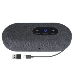 usb speakerphone, conference computer speaker with microphone for virtual meetings, 360° voice pickup, echo cancellationnoise reduction, plug and play, compatible with zoom, teams, skype and more