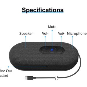 USB Speakerphone, Conference Computer Speaker with Microphone for Virtual Meetings, 360° Voice Pickup, Echo CancellationNoise Reduction, Plug and Play, Compatible with Zoom, Teams, Skype and more