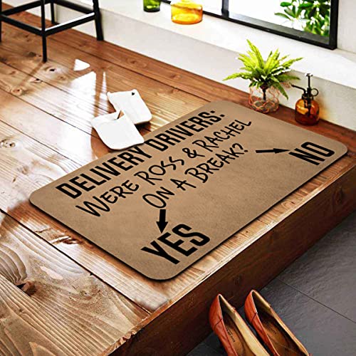 Funny Welcome Doormat Front Porch Rugs With Rubber Back 30"(L) x 18"(W)Were Ross & Rachel On A Break Monogram Doormat for Entrance Way Front Porch Decor Mat No Slip Kitchen Rugs and Mats Novelty Gift