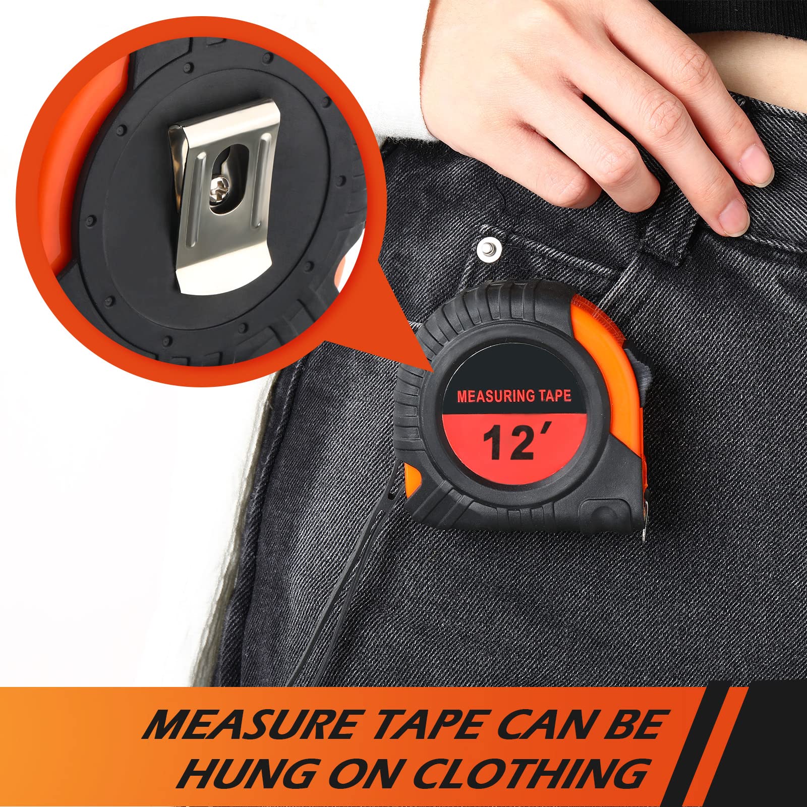 20 Pieces Tape Measure 12 Feet Measuring Tape Easy Read Measurement Tape Retractable Tape Measurer with Fractions 1/8 Measurement