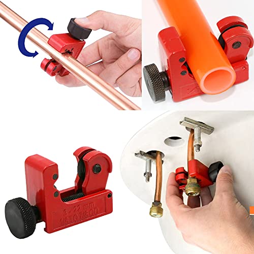 Mini Copper Pipe Tubing Cutter - Adjustable Mini Tube Cutter for Copper Metal, Plastic, Brass, Thin Stainless Steel for （1/8 inch -7/8 inch）/ (3-22mm) OD Pipes)