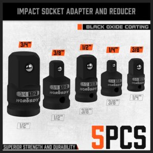 HORUSDY 5-Piece Impact Socket Adapter Set, 1/4, 3/8, 1/2" SAE Socket Adapter, Cr-V Steel Impact Adapter Set