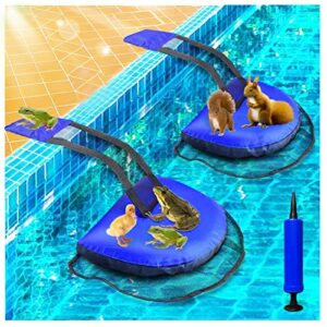 diy resin 2 pack animal saving escape ramp critters for pools and spas, frog saver swimming pool, floating rescues tool outdoor toads critters, reduces pool maintenance needs (blue), (d-12)