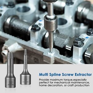 THINKPRO 6PCS Screw Extractor Set, Extended Version 3/8" Inch Drive Stripped Screw Remover, 2-in-1 Functional Easy Out Bolt Extractor Set, for Removing Broken Studs, Bolts, Screws