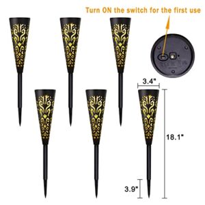 Go2garden Solar Lights Decorative, 6Pcs Tall Solar Stakes Lights Outdoor Waterproof for Patio, Yard, Pathway, Outdoor, Lawn Decor Landscape Lighting (Black)