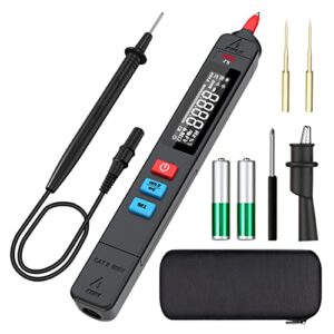 BSIDE Pen-Type Digital Multimeter EBTN LCD 6000 Counts Portable Smart Ohmmeter Capacitance Diode Ohm Hz V-Alert Live Check Voltage Tester with Back Probe Pins for Electronic Maintenance