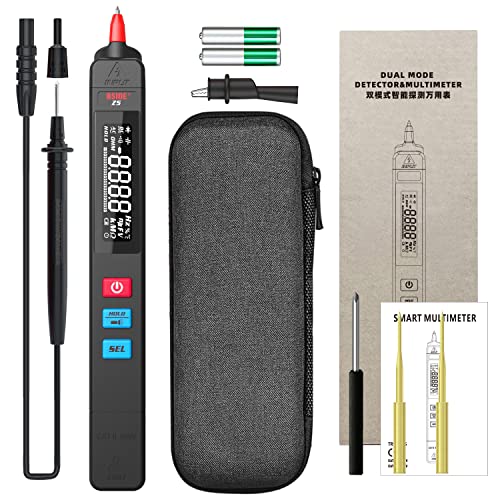 BSIDE Pen-Type Digital Multimeter EBTN LCD 6000 Counts Portable Smart Ohmmeter Capacitance Diode Ohm Hz V-Alert Live Check Voltage Tester with Back Probe Pins for Electronic Maintenance