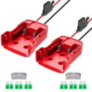2 packs power wheel adapter for milwaukee m18 battery adapter 18v power wheels battery converter with fuses & wire terminals, 12awg wire, power connector for diy rc car toys, robotics and rc truck