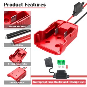 2 Packs Power Wheel Adapter for Milwaukee M18 Battery Adapter 18V Power Wheels Battery Converter with Fuses & Wire Terminals, 12AWG Wire, Power Connector for DIY Rc Car Toys, Robotics and Rc Truck