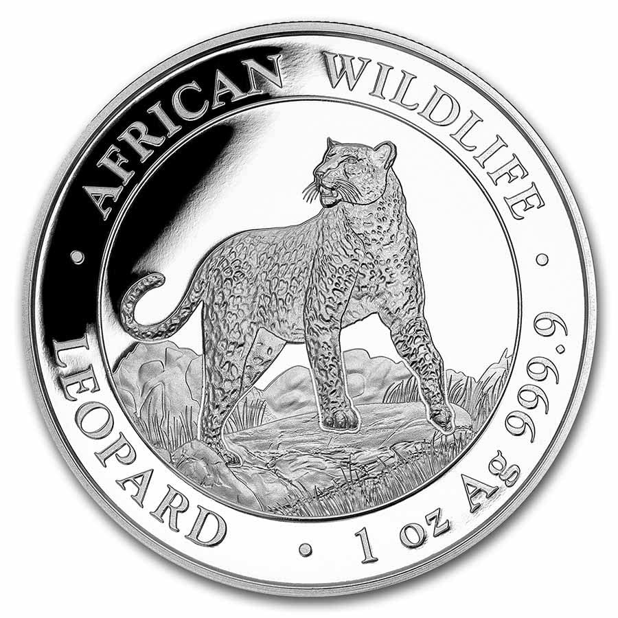 2022 Somalia 1 oz Silver African Wildlife Leopard 100 Shillings Seller BU