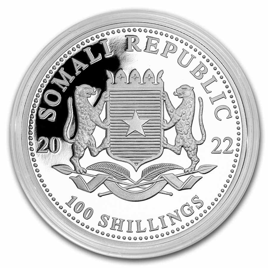 2022 Somalia 1 oz Silver African Wildlife Leopard 100 Shillings Seller BU