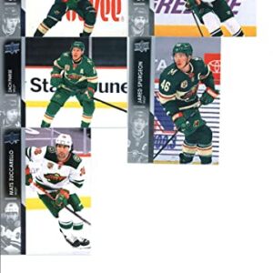 2021-22 Upper Deck Complete (Series 1 & 2) Minnesota Wild Veteran Team Set of 12 Cards: Marcus Foligno(#88), Jordan Greenway(#89), Kirill Kaprizov(#90), Zach Parise(#91), Jared Spurgeon(#92), Mats Zuccarello(#93), Jonas Brodin(#338), Matt Dumba(#339), Joe