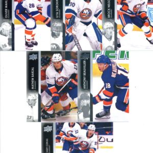 2021-22 Upper Deck Complete (Series 1 & 2) New York Islanders Veteran Team Set of 13 Cards: Josh Bailey(#113), Jordan Eberle(#114), Nick Leddy(#115), Anders Lee(#116), Jean-Gabriel Pageau(#117), Ryan Pulock(#118), Semyon Varlamov(#119), Mathew Barzal(#362