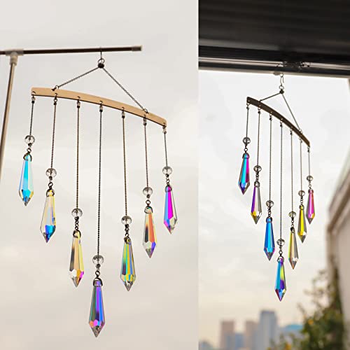 Suncatcher, 7 Crystal Prismatic Sun Catcher Rainbow Maker Hanging Ornament for Indoor Outdoor Window Home Garden Christmas Party Wedding Decor