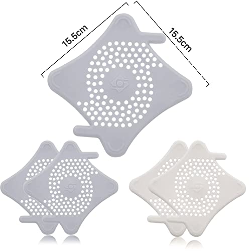 Hair Drain Catcher, 4 Pack Silicone Shower Hair Drain Catcher, Convex Cover for Stopper with Suction Cup, Easy to Install Suit for Bathroom, Bathtub, Kitchen