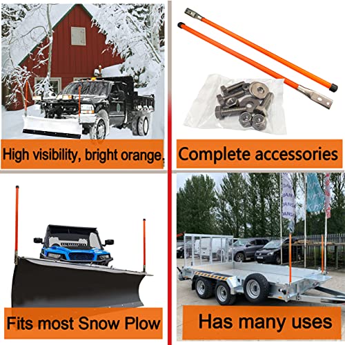 SEASAIL Bold 28'' Snow Plow Blade Marker Guide Kit High Visibility Orange with Stainless Steel Joint Compatible with Most Snow Plow Not Easy to Break and Rust Low Temperature Resistance