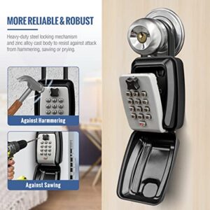 HUANLANG Key Lock Box for Outside 12 Digit Push Button Lockbox for Keys Outdoor Hanging Waterproof Lock Box for House Key Portable Key Safe Combination Lockboxes for Realtors Home School Airbnb Office