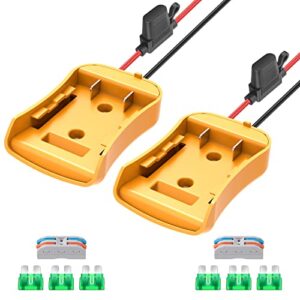 2 packs power wheel adapter for dewalt 20v battery adapter power wheels battery converter kit with fuses & wire terminals, 12awg wire, power connector for diy rc car toys, robotics and rc truck