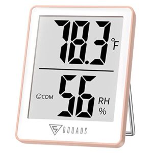 doqaus digital hygrometer indoor thermometer humidity gauge room thermometer with 5s fast refresh accurate temperature humidity monitor for home, bedroom, baby room, office, greenhouse, cellar, pink