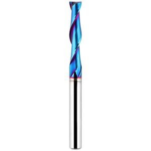 eanosic upcut spiral router bit 1/4 inch shank, 1/4 inch cutting diameter, extra long 3 inch solid carbide with nano blue coating cnc router bits end mill for wood cut, carving