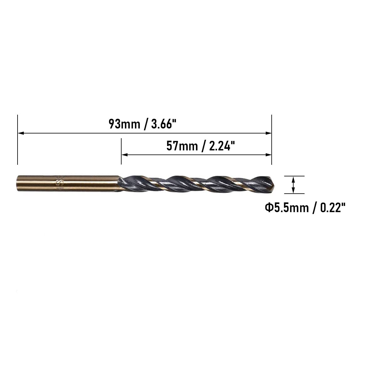 FOCMKEAS 5 PCS 5.5mm Twist Drill Bit High Speed Steel 4341 Straight Shank Gold and Black Coated Drilling Bits for Home Improvment DIY, Metal/Wood/Plastic