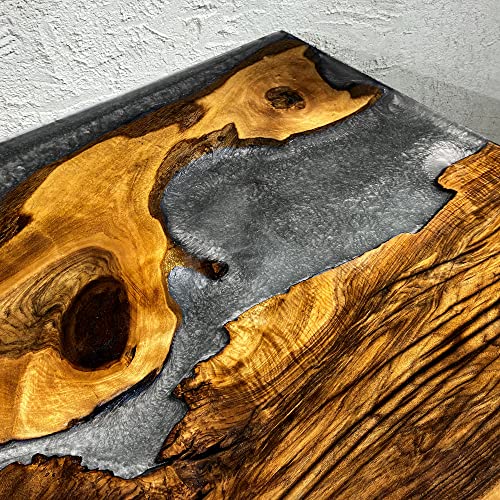 Epoxy Dining Table | Epoxy Resin Table | Live Edge River Table | Pearlescent Silver Epoxy River Table | Gray Epoxy Table | Walnut Table (39" x 98")