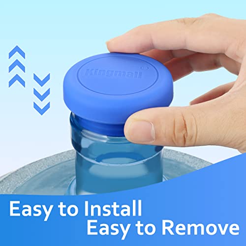 5 Gallon Water Jug Cap, Kingmall 2nd Generation Silicone Reusable Replacement Cap No Spill Top Lid Cover fits 55mm Bottles【Pack of 2, Blue】