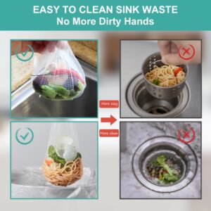 Kitchen Sink Strainer, Stainless Steel Sink Waste Filter with 100 pcs Sink Filter Mesh Bag Sink Filter Net Sink Strainer Basket for Kitchen Food Waste