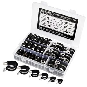 Brexxty 52 PCS Cable Clamps Assortment kit—304 Stainless Steel Wire Clamps of 6 Sizes—1/4" 5/16" 3/8" 1/2" 5/8" 3/4"—To Bundle, Clamp, & Protect Wires, Pipes, & Cables