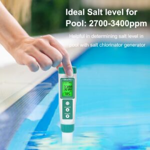 ORAPXI Salt Water Pool Tester Professional Salinity Meter for Sodium Chloride Swimming Pool and Spa Salt Tester Range 0-9000ppm