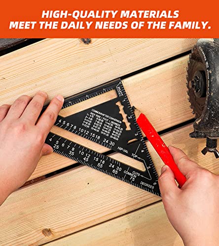 RONGPRO Rafter Square and Combination Square Tool Set, 7 Inch Triangle Carpenter Square Die-cast Aluminum Alloy and 12 Inch Zinc-Alloy Die-Casting Combo Square Ruler - Rafter Square Layout Tool