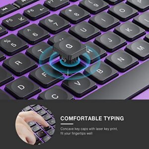 Wireless Keyboard Mouse Combo, Seenda Quiet Wireless Keyboard Mouse, 2.4G Full-Sized Cute Cordless Ergonomic Keyboard Mouse for Windows Computer Laptops PC Desktop, Purple