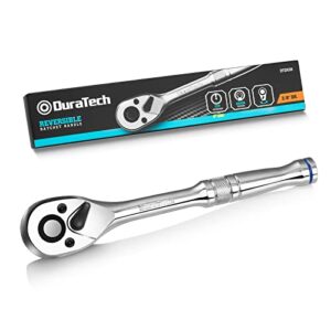duratech 3/8-inch drive ratchet, quick-release ratchet wrench, 72-tooth, reversible switch, full-polished chrome plating, alloy steel