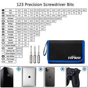 Precision Screwdriver Set TOPWAY PC Building Tool Kit with 123 Bits- 146IN1 Computer Repair Tool Kit with Magnetic Pad for Laptop iPhone MacBook iPad PS4 Xbox Game Controller Toys Electronics