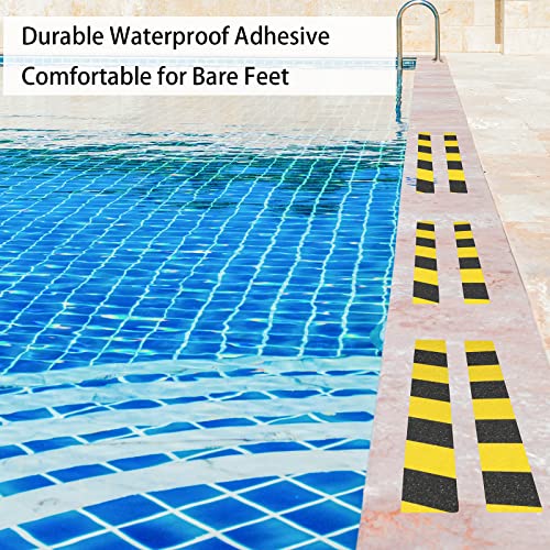 Leyibo Anti Slip Tape with Roller, 5” x 35Ft, Non Slip Safety Grip Tape for Stair Step Outdoor/Indoor, Waterproof Non Skid Tape for Bathtub, Boat, Pool, Comfortable for Bare Feet, Caution Yellow/Black