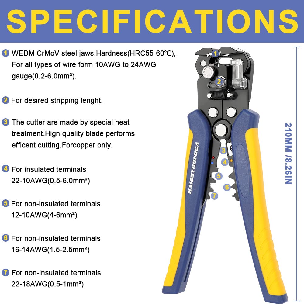 haisstronica Crimping Tool for Heat Shrink Connectors Set with 280PCS AWG 22-10 Marine Grade Heat Shrink Wire Connectors and Wire Stripper