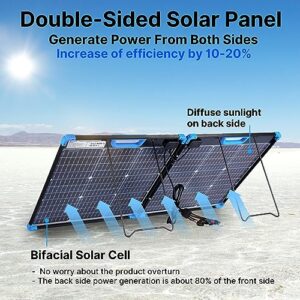 Nicesolar Portable 100W Solar Panel Kit Bifacial Foldable 100 Watt Solar PV Module Charger for Portable Power Station & Lead-Acid & Lithium & LiFePO4 12V Battery for Camping Outdoor Boat RV